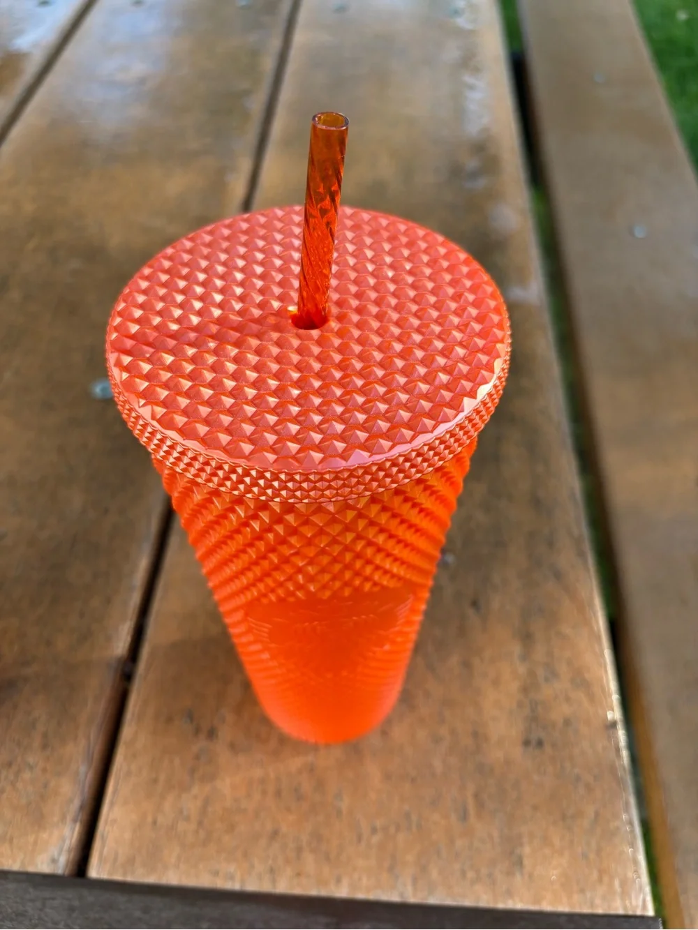 Starbucks Bright Orange Studded Tumbler with Textured Straw